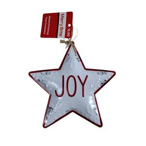 Metal 5 inch Christmas Star Ornament With Joy Message
